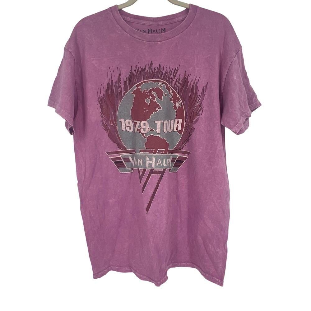 Officially Licensed Van Halen 1979 Tour T-Shirt Pink Acid Wash Large‎ NWOT